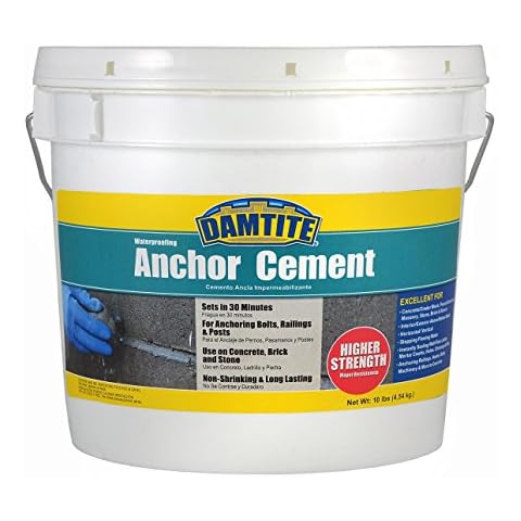 DAMTITE Waterproofing Anchor Cement, Non-Shrinking & Long-Lasting, Use On Concrete, Brick, & Stone, Sets in 30 Minutes (Gray, 10lb) Cover