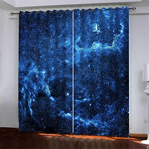 Rideau Occultant Thermiques Rideaux Anti Froid Galaxie Bleue pour Chambre Maison Salon Enfant Fille Tenture Opaque à Oeillets Isolation Decoration Fenêtre 140x160cm AOUAURO2170 Cover