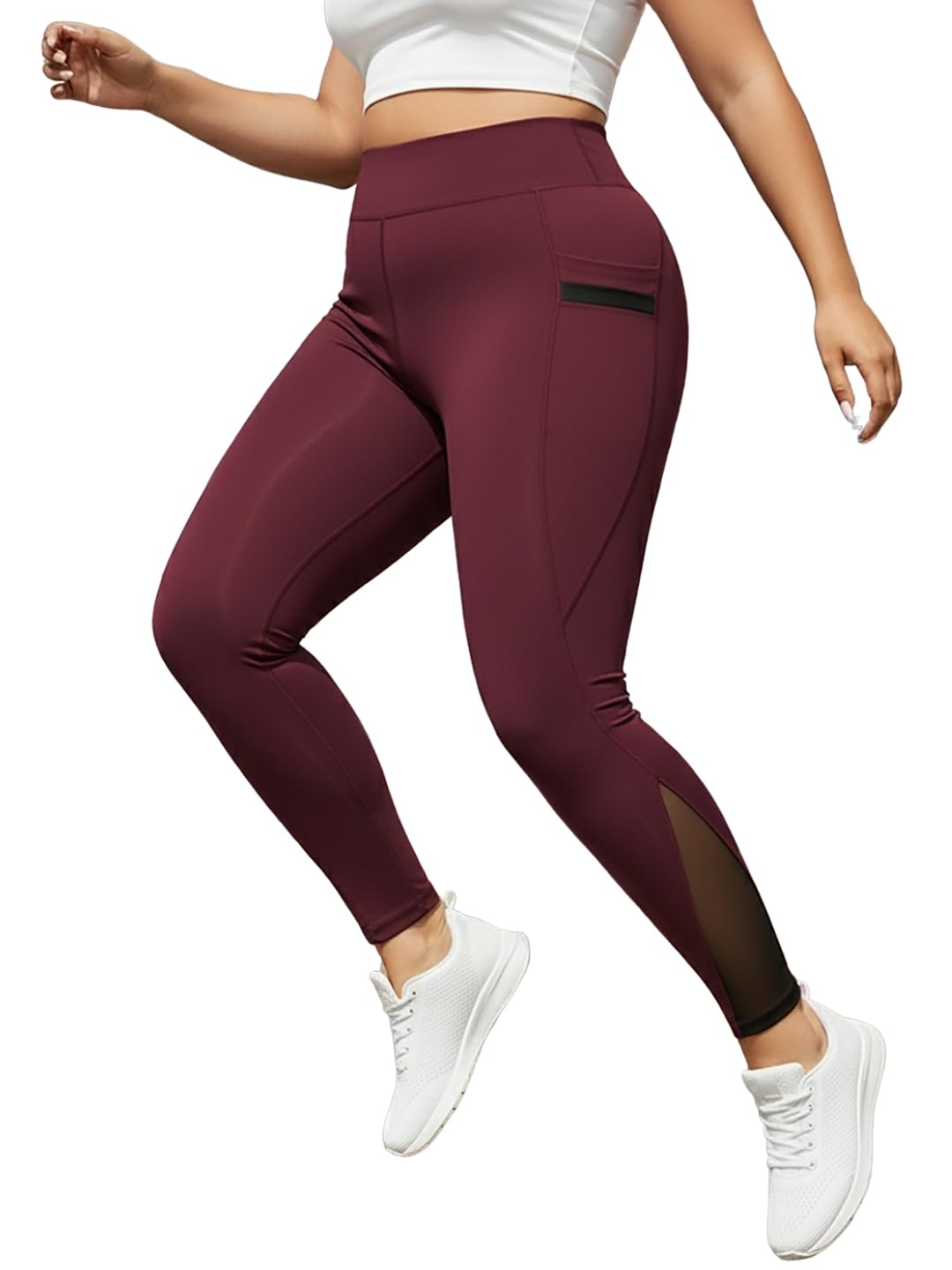 BLINKIN Women's & Girl's Stretch Fit High Rise Track Pant Gym wear Mesh Leggings Workout Pants with Side Pockets/Stretchable Tights/Highwaist Sports Fitness Yoga Track Pants_2012