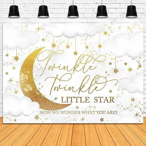 Fitumiw Twinkle Twinkle Little Star Backdrop 7x5ft White Clouds How We Wonder What You are Gender Reveal Background Party Decorations Moon and Stars Boy or Girl Gender Neutral Banner (Grey) by Fitumiw - Used condition - Image 4