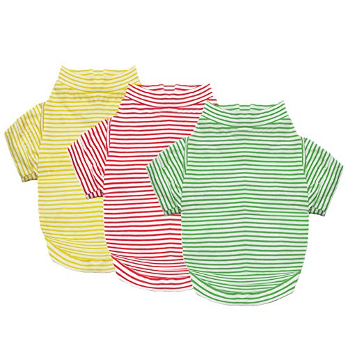 Dog Shirt For Small Dogs Pet Striped T Shirt For Puppy Cat Boy And Dog Girls Pack Of 3 #TOP16