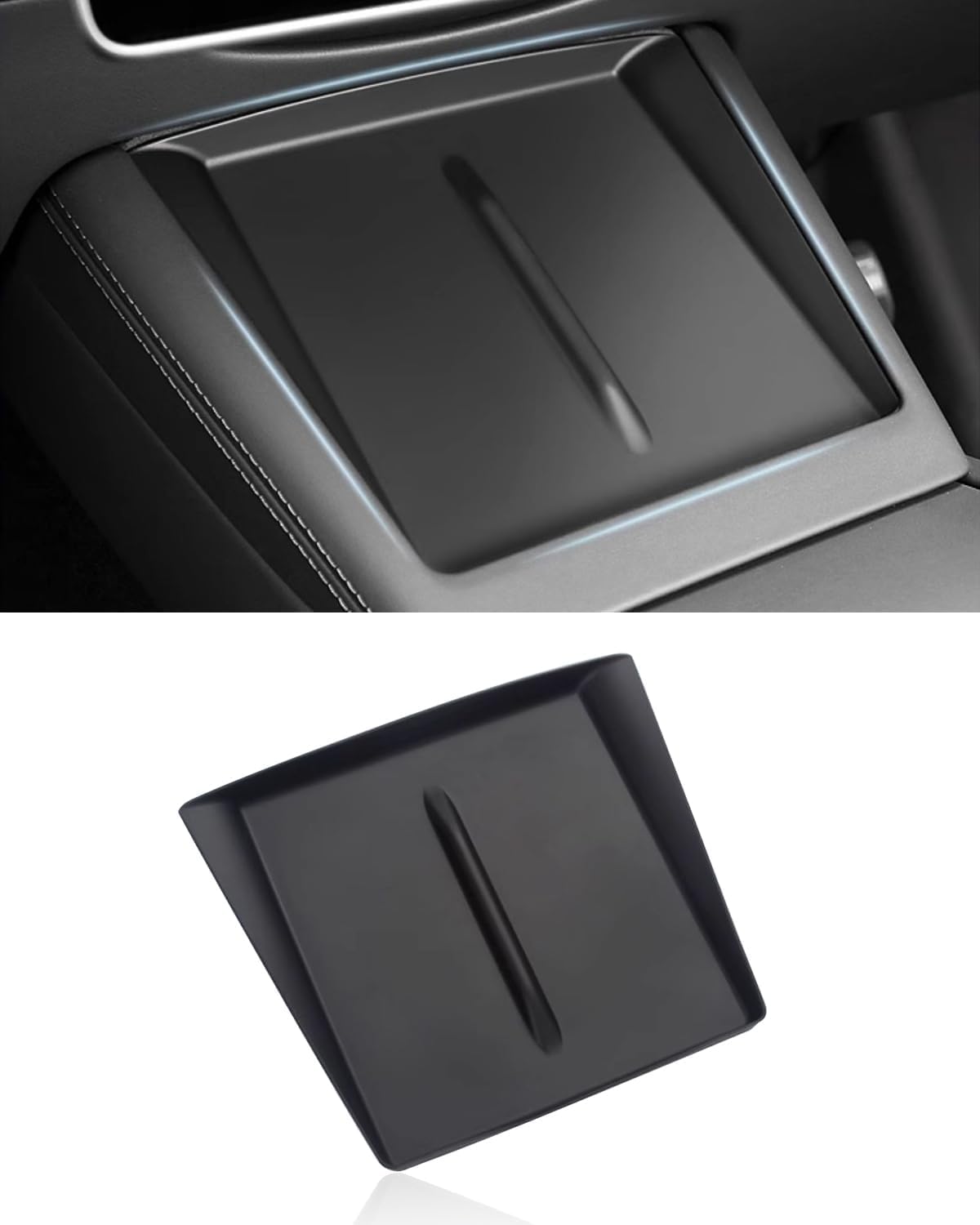 heus Center Console Wireless Charging Mat for Tesla Model 3 2024 ，Carbon Fiber Pattern Wireless Charging Silica Gel Mat Decoration Interior Car Accessories (Black)