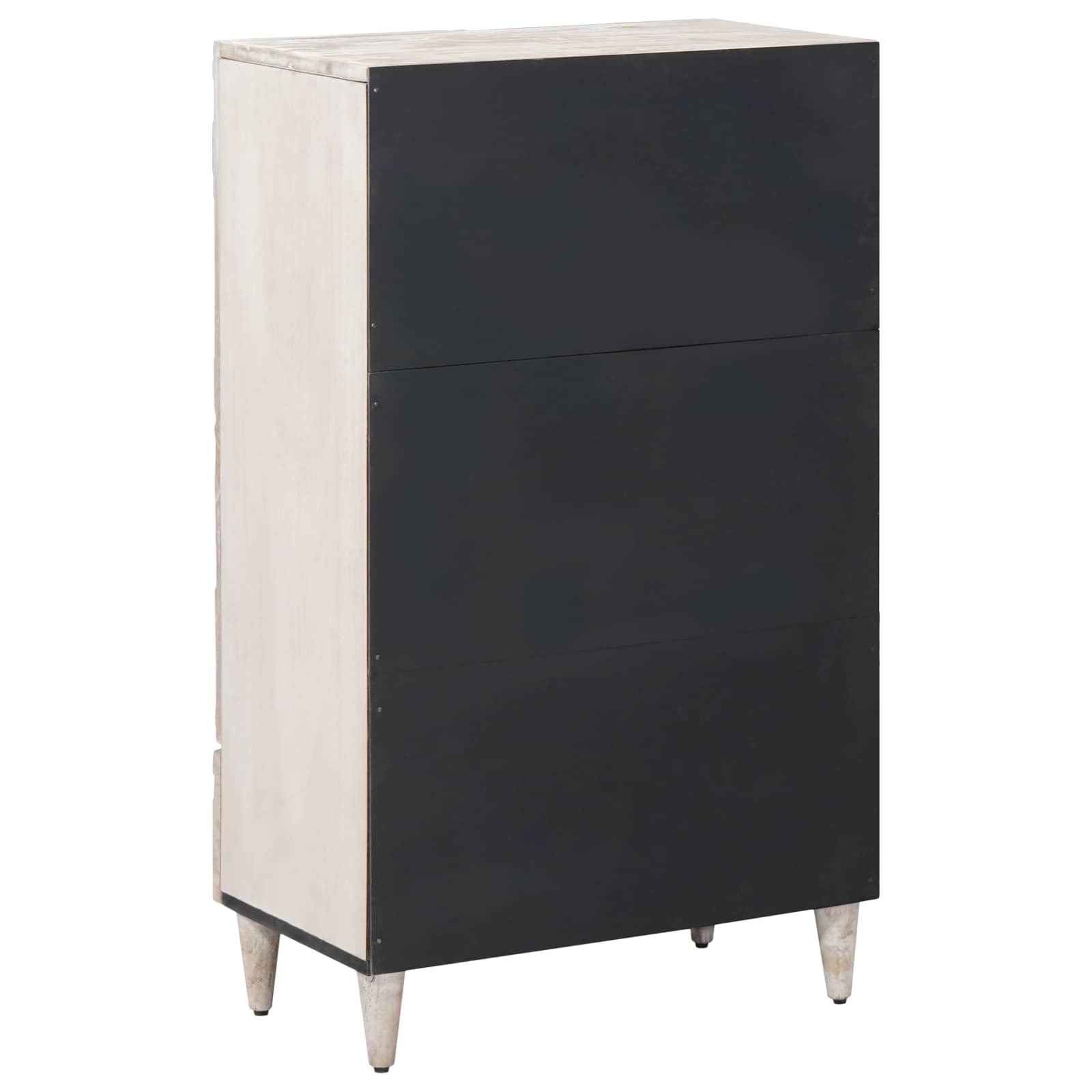 Fengshui Armadio alto con scaffale, bianco, 60 x 33,5 x 100 cm, in legno massiccio di mango | Gambe in metallo nero, supporto stabile, facile montaggio, look industriale, soggiorno
