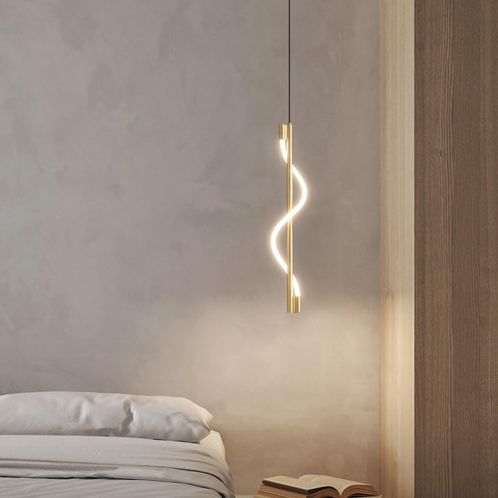LED Pendelleuchte Modern Esstischlampe Hängelampe Kupfer Metall Hängeleuchten Höhenverstellbar Seilen Lichtschirm Kronleuchter Esszimmer küchen wohnzimmer Wärmes Licht Deckenbeleuchtung(Gold,1 head)