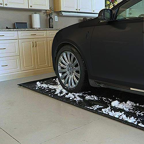 Hanjet Garage Car Mat Containment Floor Mat for Snow, Mud, Rain - 8Feet 6Inches x 20Feet, Black