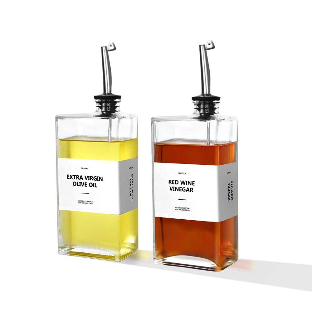 Botella dispensadora de aceite de oliva para cocina, dispensador de aceite de cocina de 500 ml, juego de botellas dispensadoras de aceite y vinagre, recipiente de aceite de vidrio con 4