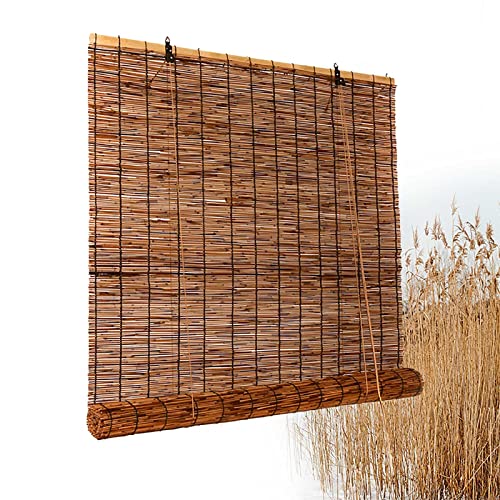 NEZIH Store En Bambou Tressé Rétro Pour L'Intérieur Et L'Extérieur Avec Dispositif de Levage Parasols En Bambou/W55*H71In