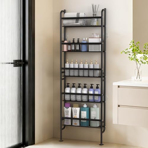 NECHEGE Slim Shelf Behind Door Storage Rack, 5-Tier Multi-Purpose Space-Saving