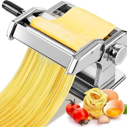 Erişte Kesme,Makarna Yapma Makinesi, 180 Silindirli Farklı Kalınlık Seviyesi, Silindir ve Kesici ile 2'si 1 Arada Makarna Yapıcı, Spagetti, Fettuccini, Lazanya veya Mantı Yapma Makinesi