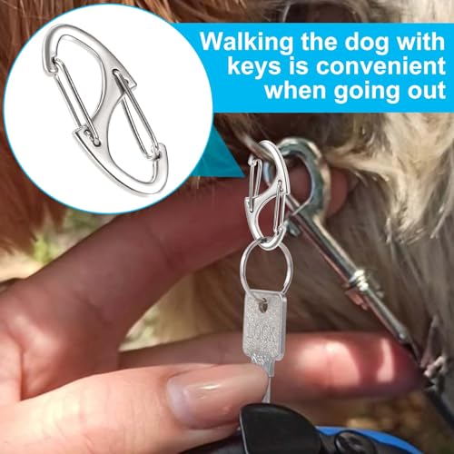 Image of 12pcs Zipper Anti Theft Locks, S Dual Opening Spring Carabiner for Backpacks, Zinc Alloy Zipper Pller Replacement for Camping Hiking Fishing Traveling- Silver