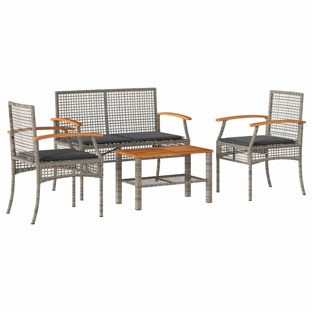 Mobilier de jardin d'exception en polyrotin gris et bois d'acacia noble