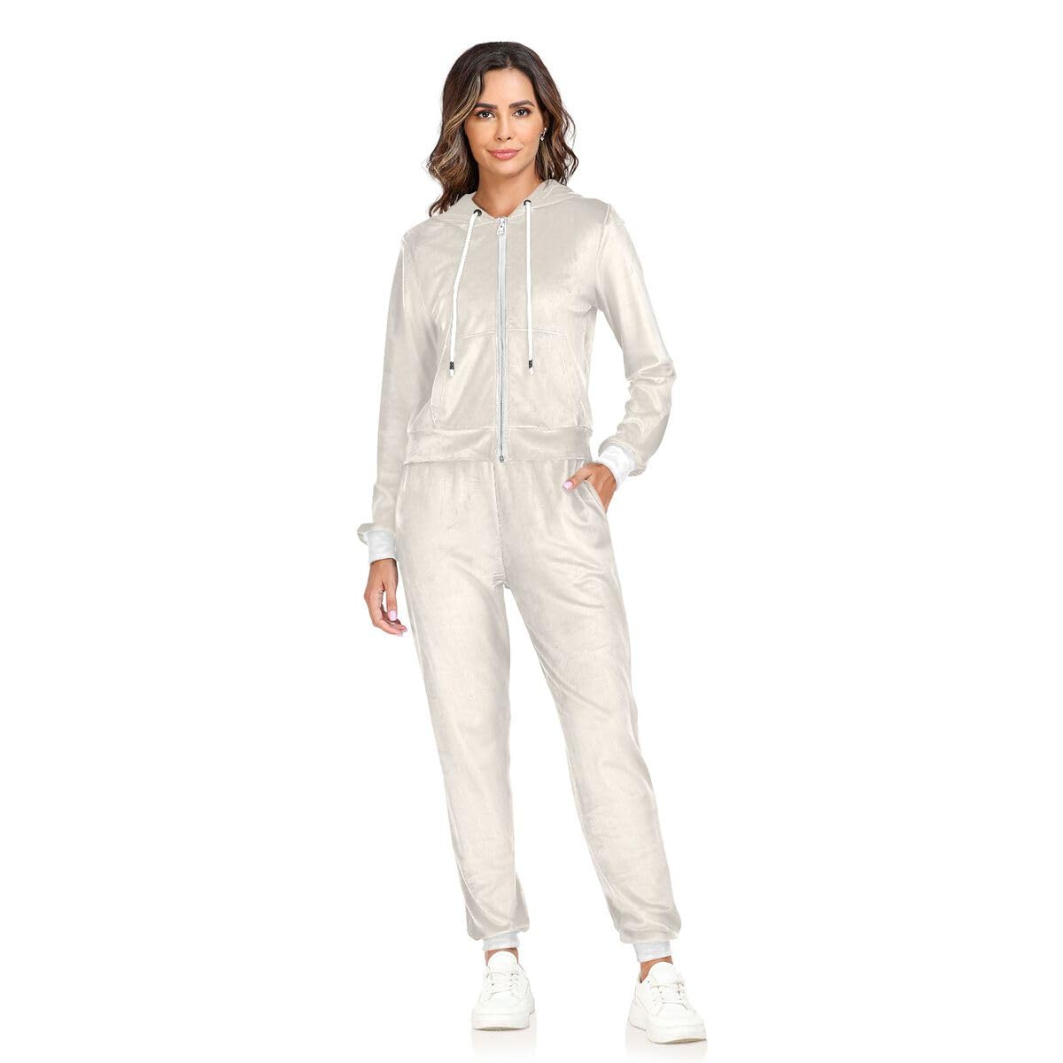 Conjunto deportivo de 2 piezas para mujer, conjunto deportivo abstracto de manga larga, color beige anormal