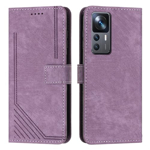 Coque compatible avec Xiaomi 12T étui portefeuille Flip Cover violet avec fente carte