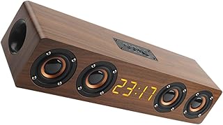 UKCOCO Wood Speakers 1pc Mini Alarm Clock Charging Alarm Clock Sound Bar for Tv Household Mini Speaker Wood- Grain Brown Speaker Alarm Clock Radio Brown Household Speakers Charge Audio