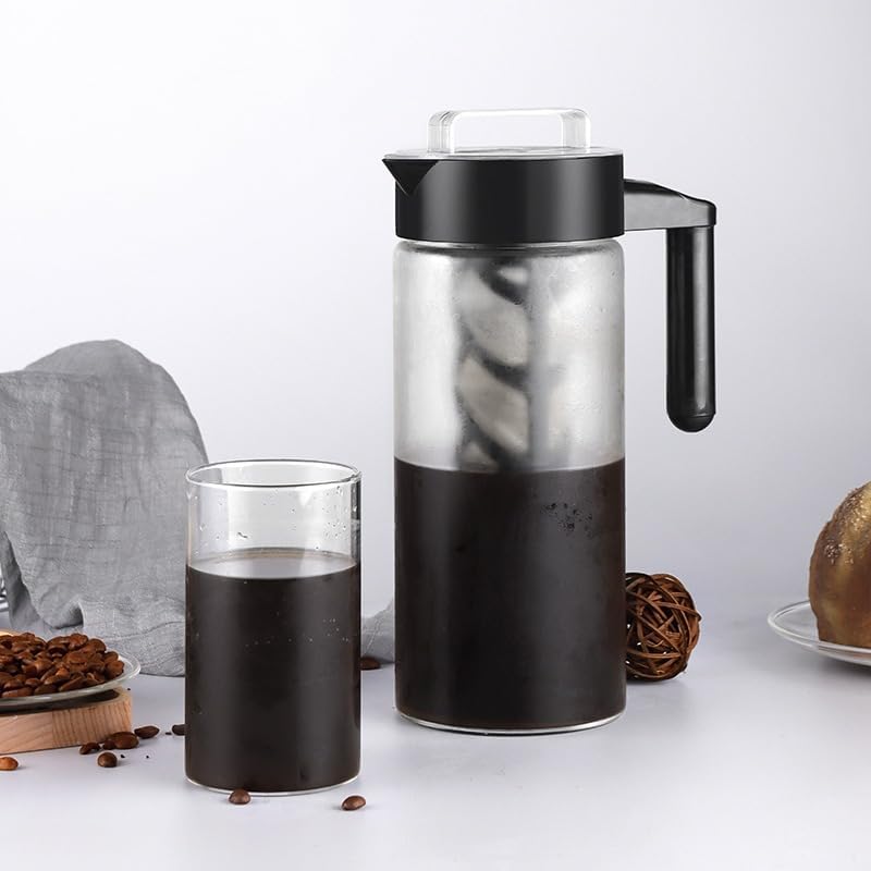 Image of Cold Brew Coffee Maker & Iced Tea Brewer - 1.3L Borosilicate Glass Pitcher with Reusable Mesh Filter - Easy to Clean, Dishwasher Safe - Ideal for Home & Travel