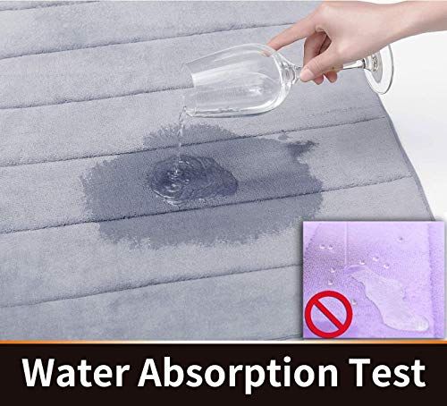 Yimobra Memory Foam Bath Mat Set, Bathroom Rugs For 3 Pieces, Toilet Mats, Soft Comfortable, Water Absorption, Non-Slip, Thick, Machine Washable, Easier To Dry For Floor Mats, Gray #TOP3