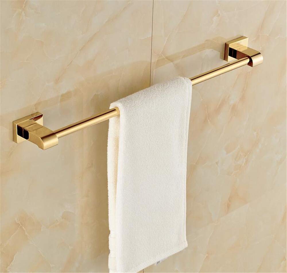 ZJCQA Simple Shelf, European All Copper Towel Rack,Gold Single Pole Towel Bar,Non-Fading Rust Brushed Surface Towel Rail for Bathroom Kitchen Office.Punch Free-H 40Cm/A/30cm(12inch)