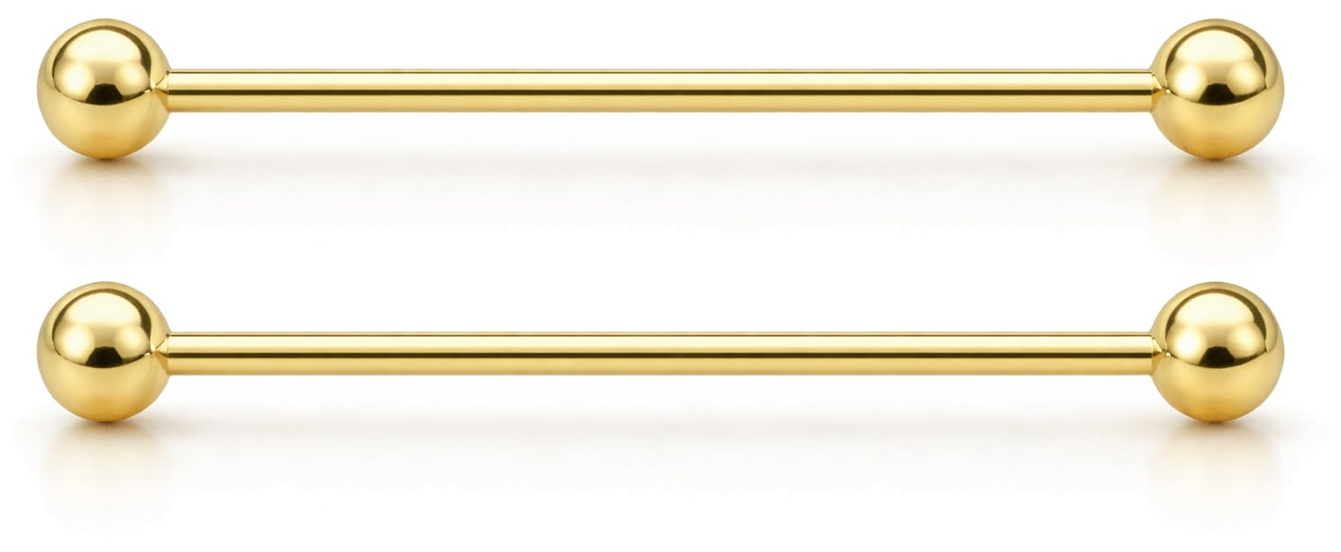 Barbell Piercing Jewelry 14g Bar Scaffold For Women Men - 2 Pack Of Industrial Bars Cartilage Ear Barbell Jewelry - 35mm Long Straight Hypoallergenic Surgical Steel 14g Industrial Piercing Jewelry