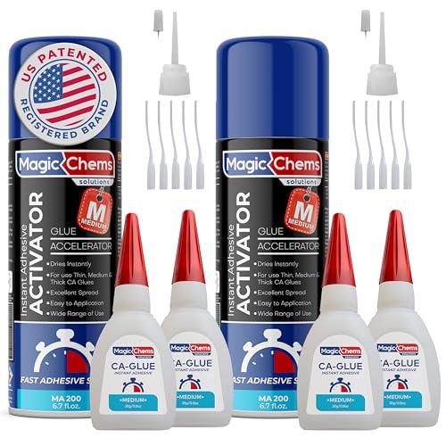 CA Glue with Activator (4 x 0.8 oz + 2 x 6.7 fl oz), Cyanoacrylate Glue and Activator, SuperGlue