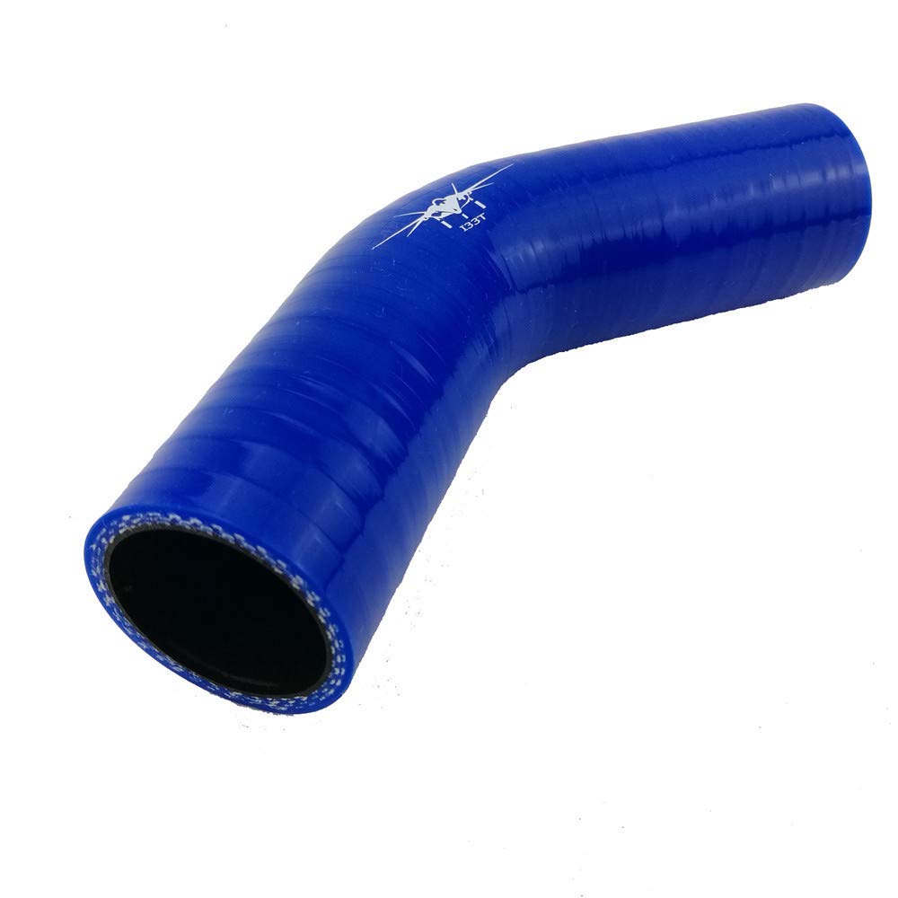 I33TUniversal 3-Ply High Performance 45 Degree Elbow Coupler Silicone hose ID 2.5" (64mm), Leg Length 3.5" (90mm) Blue