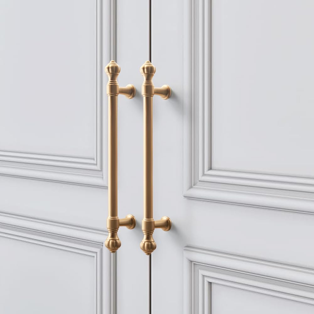 Paquete de 10 manijas de gabinete de 5 pulgadas (128 mm), tiradores de cajón de alambre de cobre dorado cepillado, tiradores de gabinete de cocina, accesorios de gabinete para dormitorio, baño,