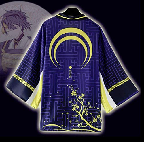 GK-O Touken Ranbu Mikazuki Munechika Cosplay Kimono Yukata Outerwear Chiffon Coat Costume (Large) Blue