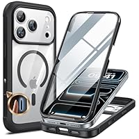 Miracase 360 Grad für iPhone 17 Pro Hülle mit Magsafe, Eingebaut Glas Schutzfolie, Komplettschutz HandyHülle Magnetisch Stoßfest Case für iPhone 17 Pro Schutzhüllen 6,3 Zoll,Schwarz