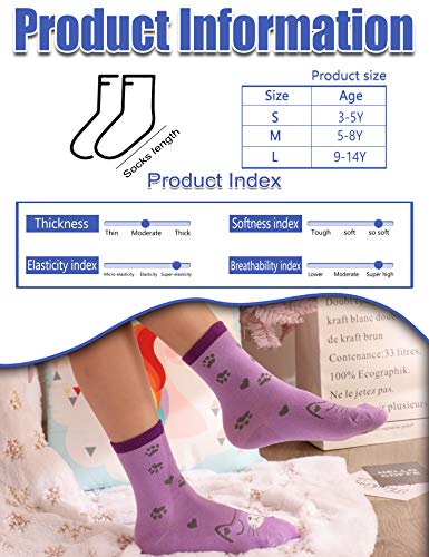 Image of Anlisim Girls Socks Cute Animal Pattern Cartoon Novelty Fashion Soft Cotton Socks 6 Pairs