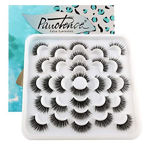 Pawotence False Eyelashes Faux Mink Lashes 15 Pairs Natural Soft Light Volume Reusable Fake Lashes Pack