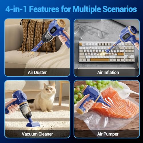 Image of Car Vacuum Portable Cordless 17000Pa Mini Handheld Vacuums | Blow and Suction with LCD Display and Multi-Nozzles, High Power for Car, Home, Office, Pet, Compact and Portable Design