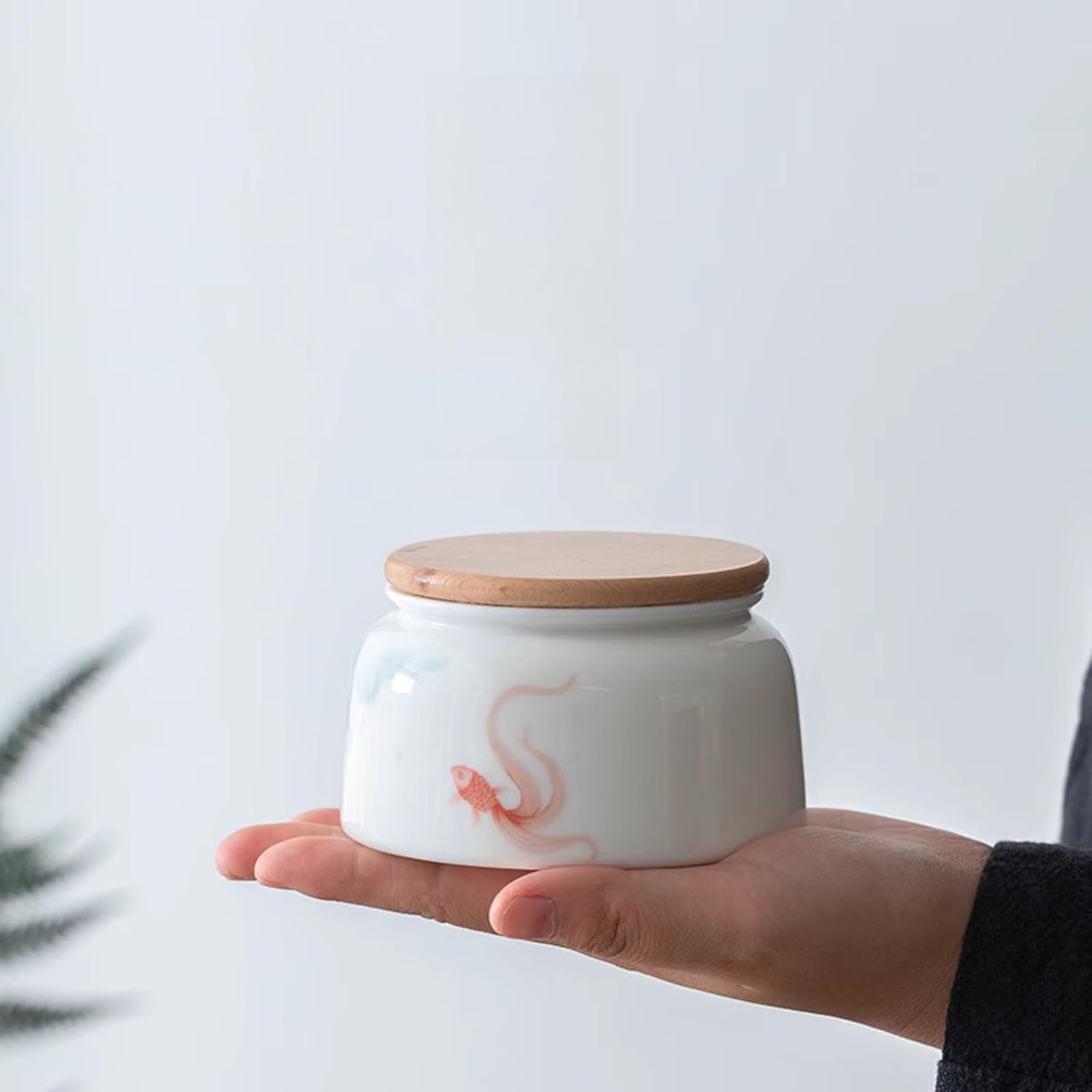 Ceramics Tea Caddy, 160ml 5.4oz, Sealed Jar Storage Canister Chinese Kung Fu Tea Set Accessories