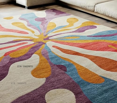 Image of zia carpets Hand Tufted Woollen Modern Collection Bedroom & Living Room Carpet Size 5 X 7 Feet