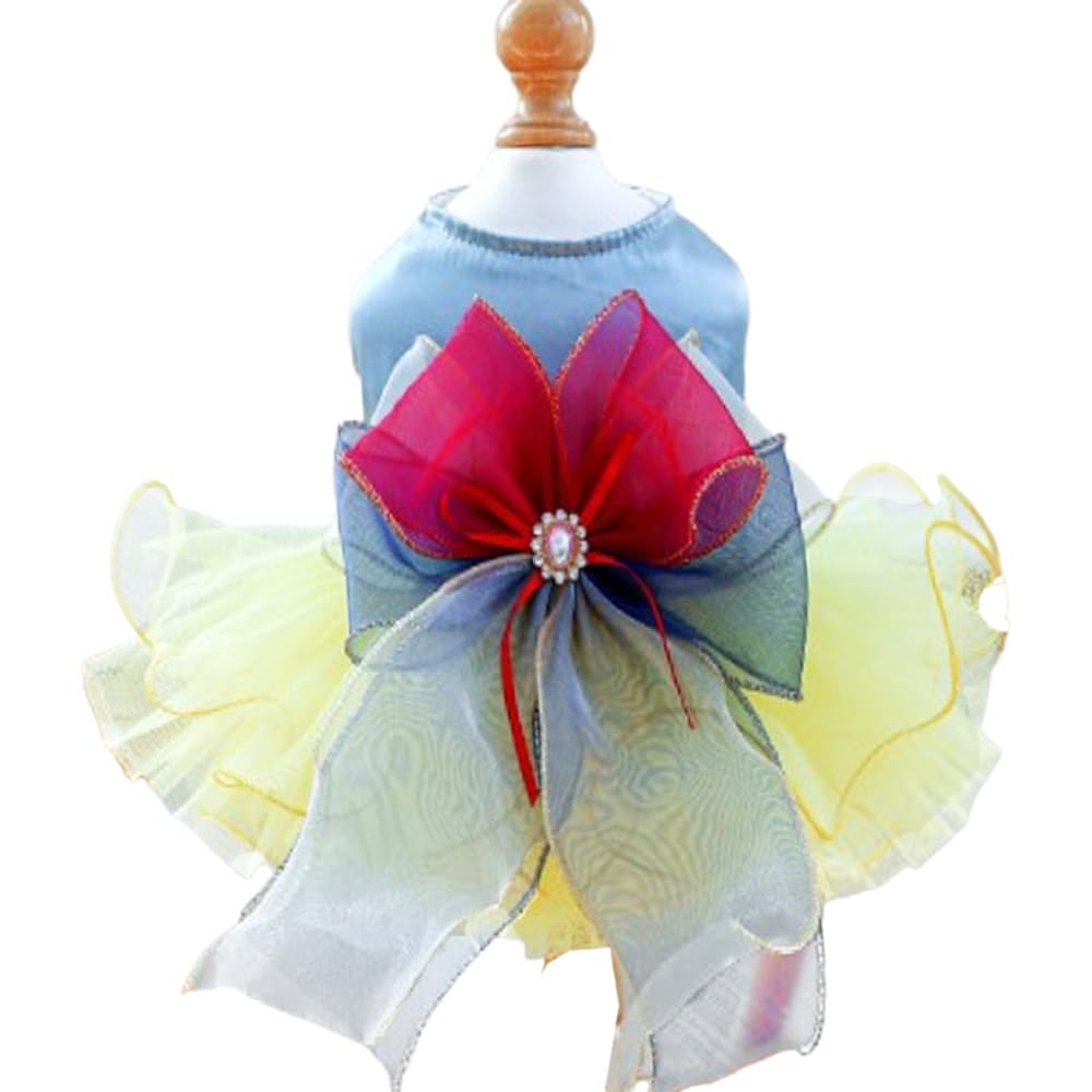 ANIAC Elegant Dog Dress for Small Dogs Girls, Bow Knot Puppy Clothes Female, Cat Princess Tutu Dress, Formal Pet Pary Outfit for Wedding Birthday Valentines (Yellow, X-Small) — image 1