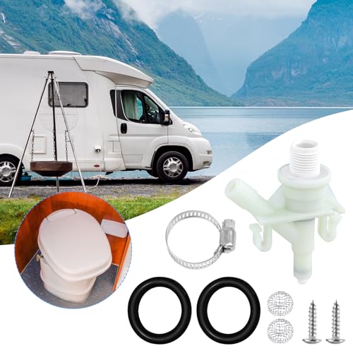 Image of NQEUEPN 385311641 RV Toilet Valve Kit Compatible with Dometic 300, 301, 310, 311, 320, 321, RV Toilet Repair Kit RV Toilet Valve Parts Replacement, Including Accessories, black