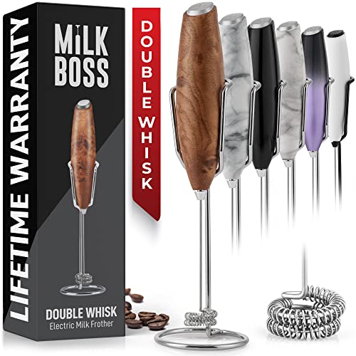 Milk Boss Double Whisk Milk Frother with Stand