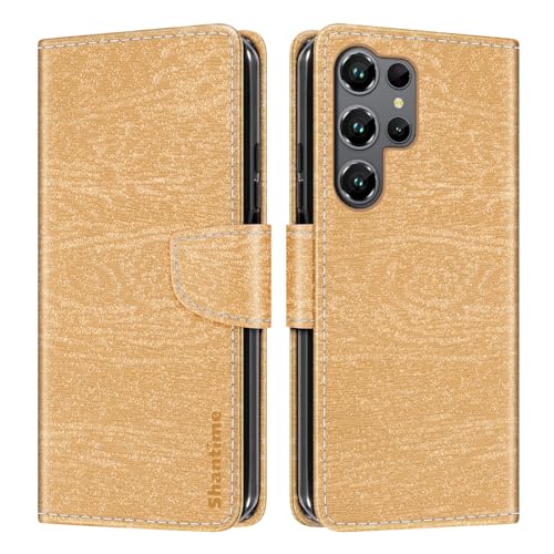 Shantime レザー財布ケース Oukitel C61 Pro との互換性あり カラフル手帳型 カード収納 マグネット式 全面保護シェル(ゴールド)