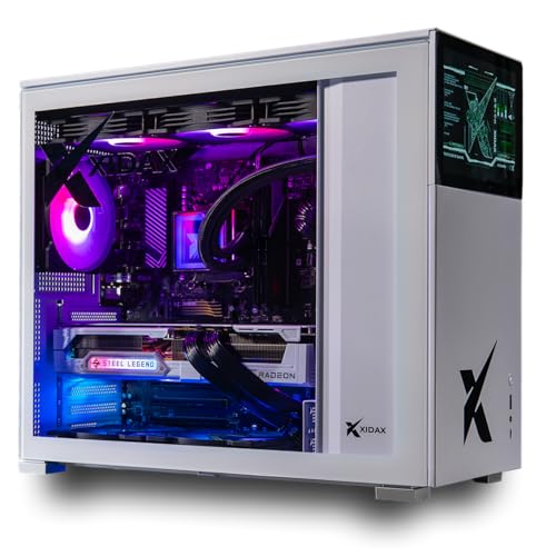 XIDAX X6 Gaming Desktop-AMD RYZEN 7 9800X3D (hasta 5.2GHz) | AMD Radeon RX 9070XT 16GB | 32GB (2x16GB) DDR5 5600MHz|2TB M.2 NVMe|Windows 11 Home|Xen White Case con pantalla LCD de 8 pulgadas en la