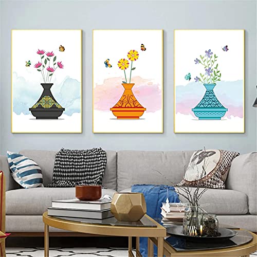 Peinture murale fleurs nordiques pour habiller un grand mur vide sans surcharger l'espace