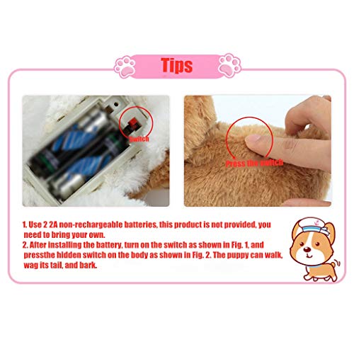 HUALONG Plush Golden Retriever Electronic Interactive Toy Walking,Barking,Wagging Tail,Stretching Puppy Dog 7 Inches Gifts for Kids
