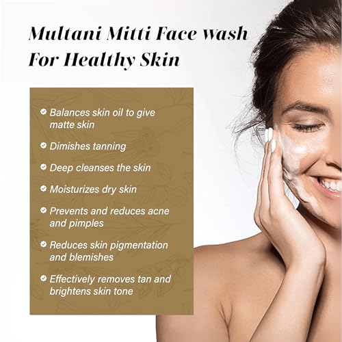 Image of Multani Mitti Face Wash with Multani Mitti & Oil Control & Acne - 100 ml | Suits All Skin Types | Hydrating & Gentle | Paraben-Free | No Silicones | Sulphate-Free