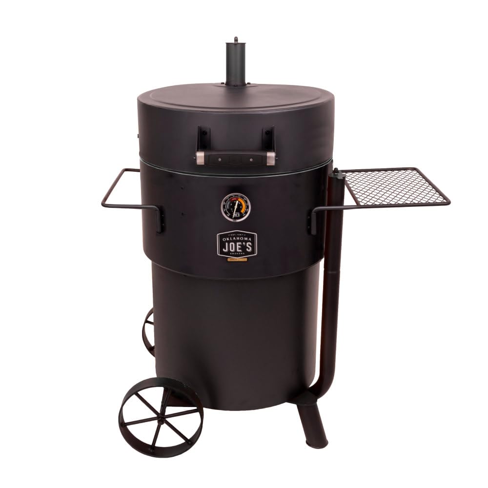 Oklahoma Joe's Bronco Pro 21.5 in. Heavy Duty Charcoal Drum Smoker and Grill with 366 sq. in. Cooking Area, Black