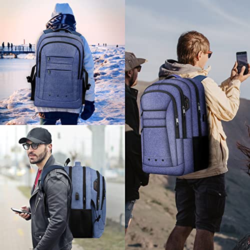 Large Backpack, Travel Backpack, Laptop Backpack, Durable 17 Inch Extra Large Tsa Computer Backpacks With Usb Charging Port, 40L High Capacity Water Resistant Tsa Carry On Computer Business Bag, Blue #TOP5