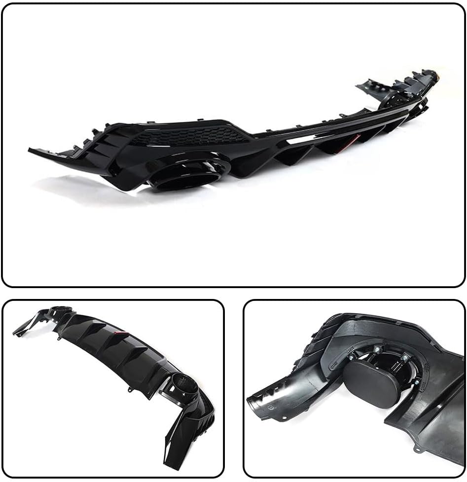Gloss Black Rear Bumper Diffuser Fits for Audi Q3 Sline 4-Door 2021 2022 PP Under Chin Lip Spoiler Splitter with Exhaust Tips