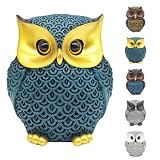Lwjhzywl Collectible Resin Owl Statue, Creative Decorative Owl Ornament for Living Room Shelf Office Desktop, Unique Home Decor Gift for Owl Enthusiasts (Blue)