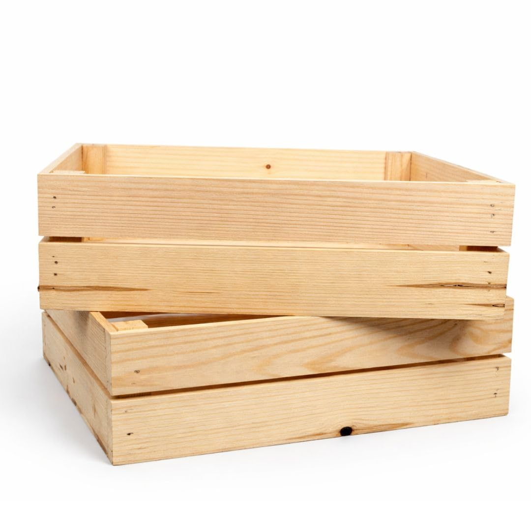 WOOD Juego de 4 cajas de madera, aprox. 40 x 30 x 12 cm, para frutas y verduras, caja de madera natural para el jardín, manzanas o patatas