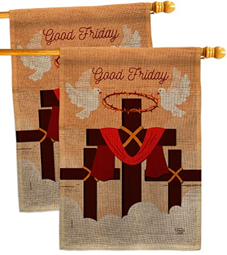 Ornament Collection The Good Friday House Flag 2 pcs Pack Religious Faith Hope Grace Peace Dove Christian Religion Easter Decoration Banner Small Garden Yard Gift Double-Sided, Made in USA