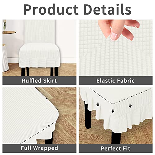 Easy-Going Dining Chair Covers Stretch Parsons Chair Slipcover with Skirt Chair Covers for Dining Room Restaurant Banquet (2 PCS, Cream) - Image 5