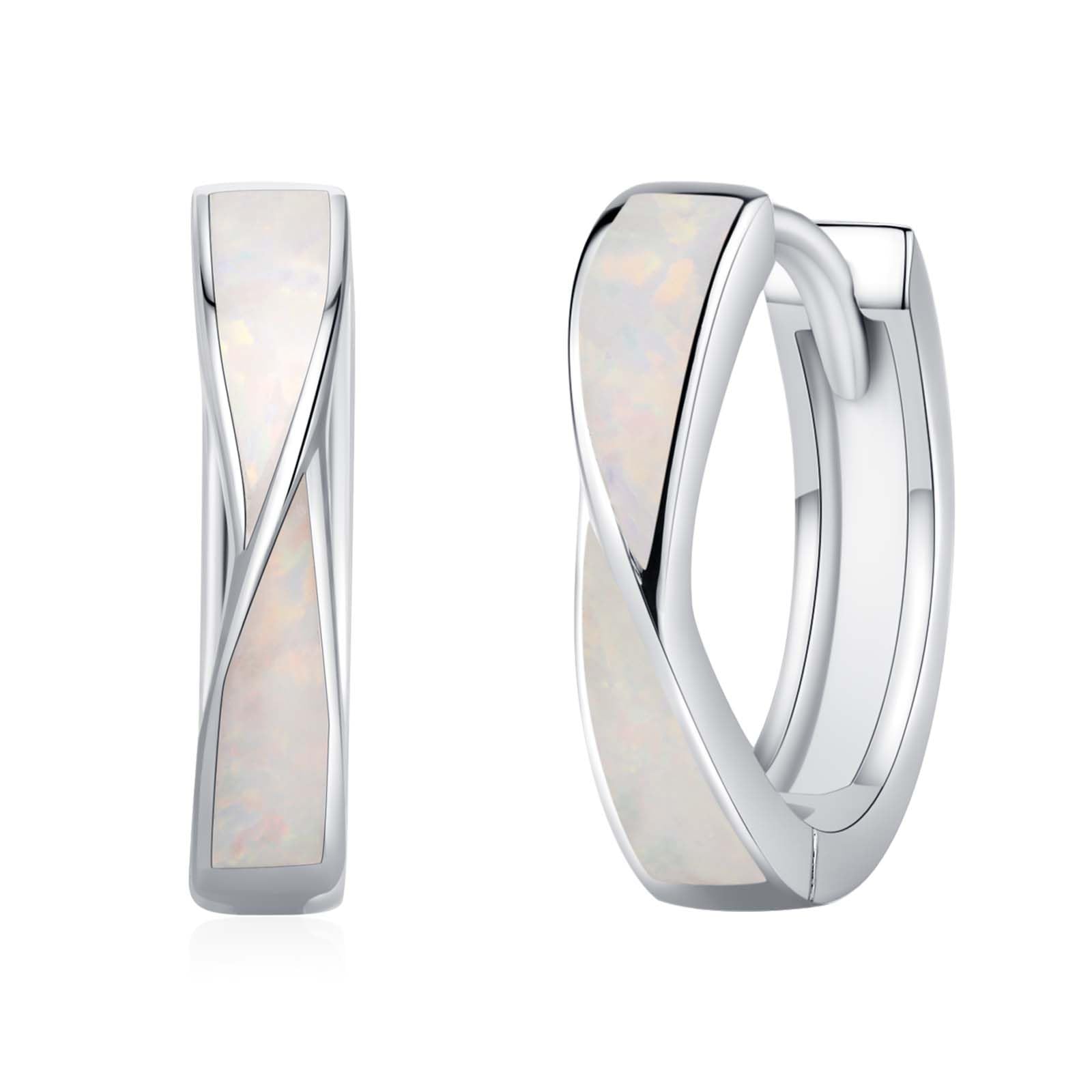 Opal Creolen 925er Sterling Silber Opal Huggie Ohrringe Schmuck für Damen Mädchen Herren