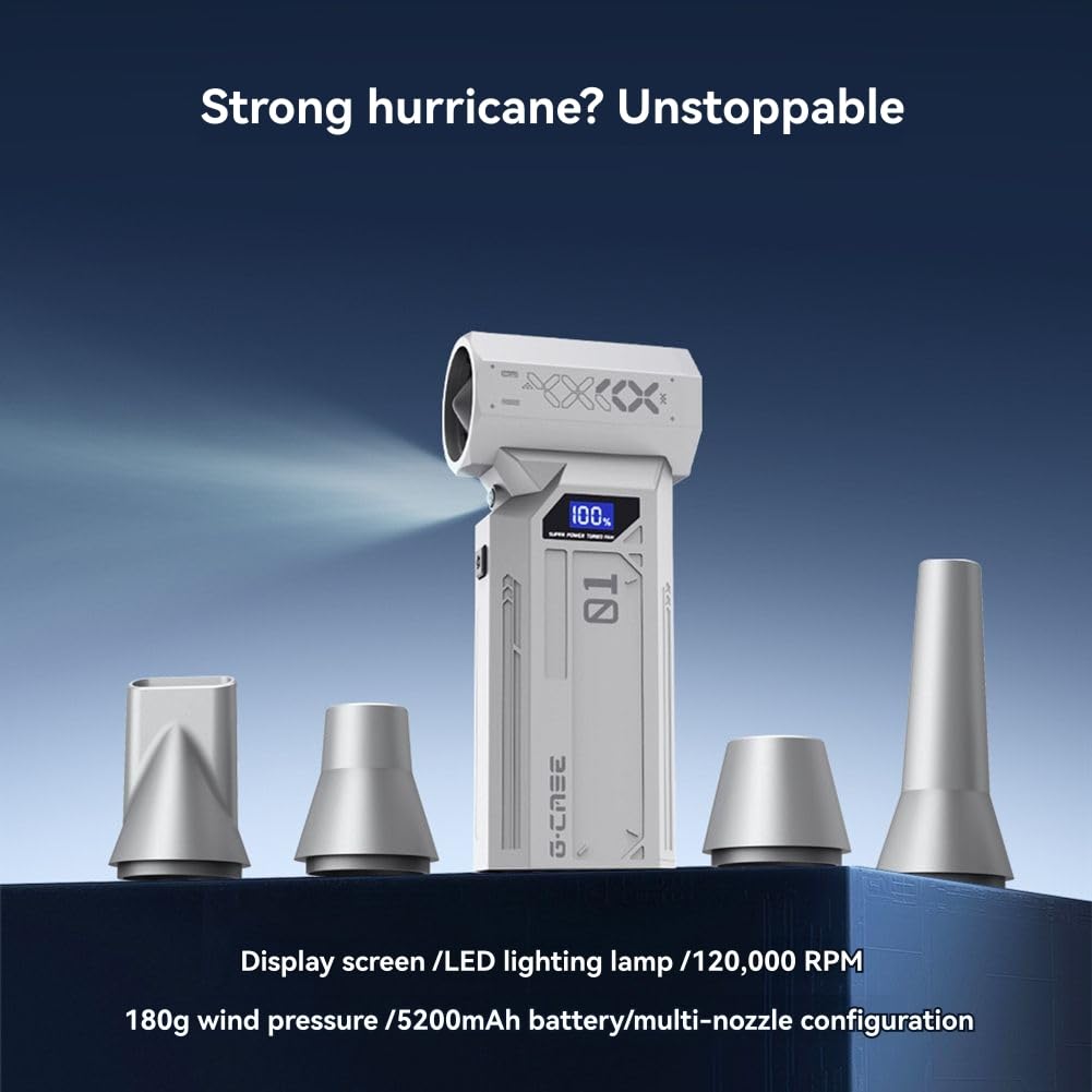 Électrique Rechargeable 120 000 TR/Min, Mini Ventilateur Turbo Violent, 4 Vitesses, Souffleur Sec SuperJet pour Camions, Claviers B