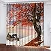 WSSZLH Zasłony zaciemniające, duże czerwone drzewko, izolacja termiczna, zasłony 3D, zasłony z oczkami, kropla hałas, zasłony do salonu/domu, biura, 2 x szer. 168 x wys. 137 cm